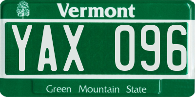 VT license plate YAX096