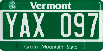 VT license plate YAX097