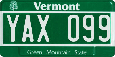 VT license plate YAX099