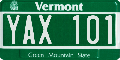 VT license plate YAX101