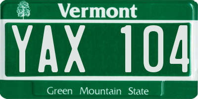 VT license plate YAX104