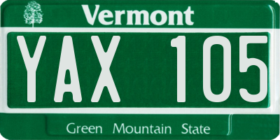 VT license plate YAX105