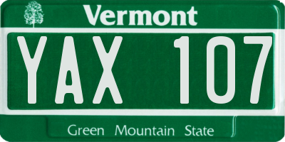 VT license plate YAX107