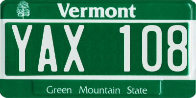 VT license plate YAX108