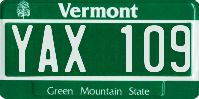 VT license plate YAX109
