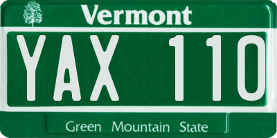VT license plate YAX110