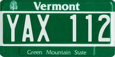 VT license plate YAX112