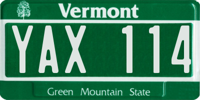 VT license plate YAX114