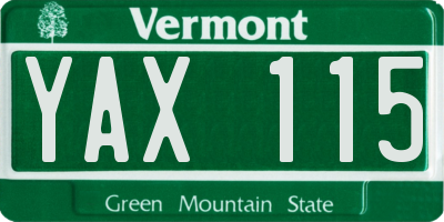 VT license plate YAX115