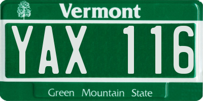 VT license plate YAX116