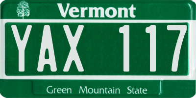 VT license plate YAX117