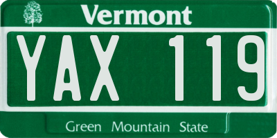 VT license plate YAX119