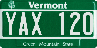 VT license plate YAX120