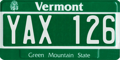 VT license plate YAX126