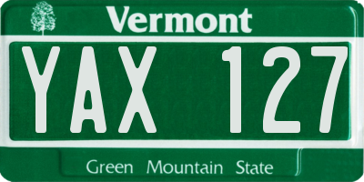 VT license plate YAX127