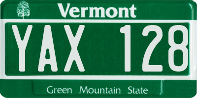 VT license plate YAX128