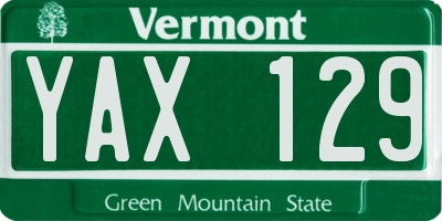 VT license plate YAX129