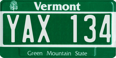 VT license plate YAX134