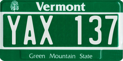 VT license plate YAX137