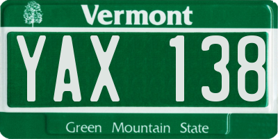 VT license plate YAX138