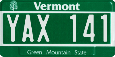 VT license plate YAX141