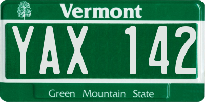 VT license plate YAX142