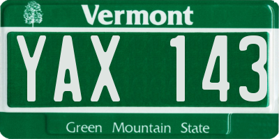 VT license plate YAX143