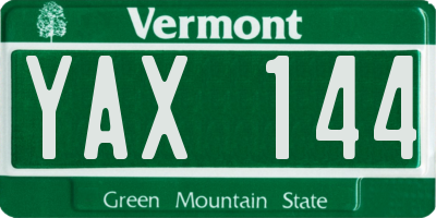 VT license plate YAX144