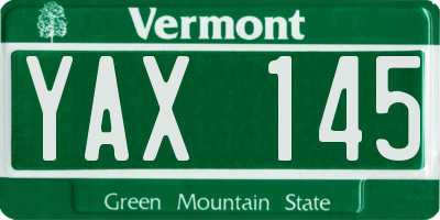 VT license plate YAX145