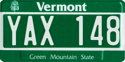 VT license plate YAX148