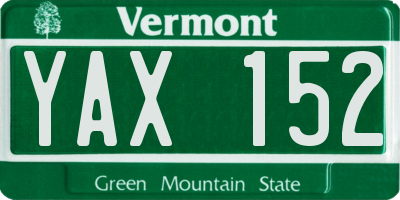 VT license plate YAX152