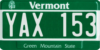 VT license plate YAX153