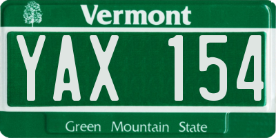 VT license plate YAX154