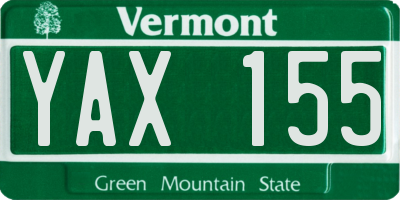VT license plate YAX155