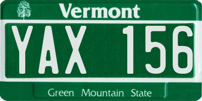 VT license plate YAX156