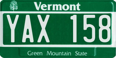 VT license plate YAX158