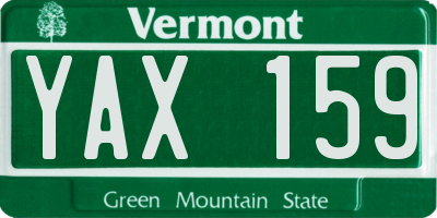 VT license plate YAX159