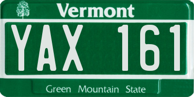 VT license plate YAX161