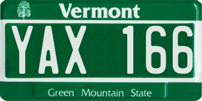 VT license plate YAX166