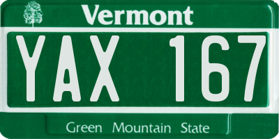 VT license plate YAX167
