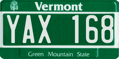 VT license plate YAX168