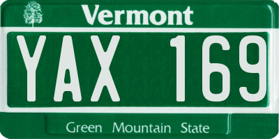 VT license plate YAX169