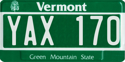 VT license plate YAX170