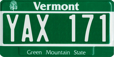 VT license plate YAX171