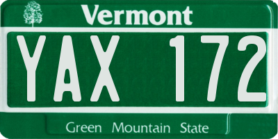 VT license plate YAX172