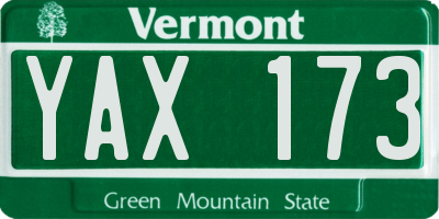 VT license plate YAX173