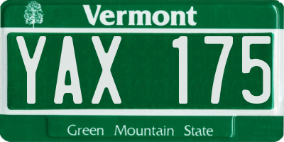 VT license plate YAX175