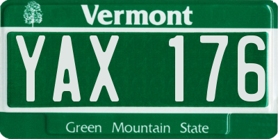 VT license plate YAX176