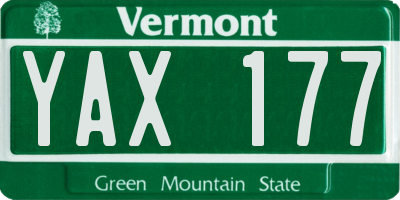 VT license plate YAX177