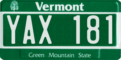 VT license plate YAX181